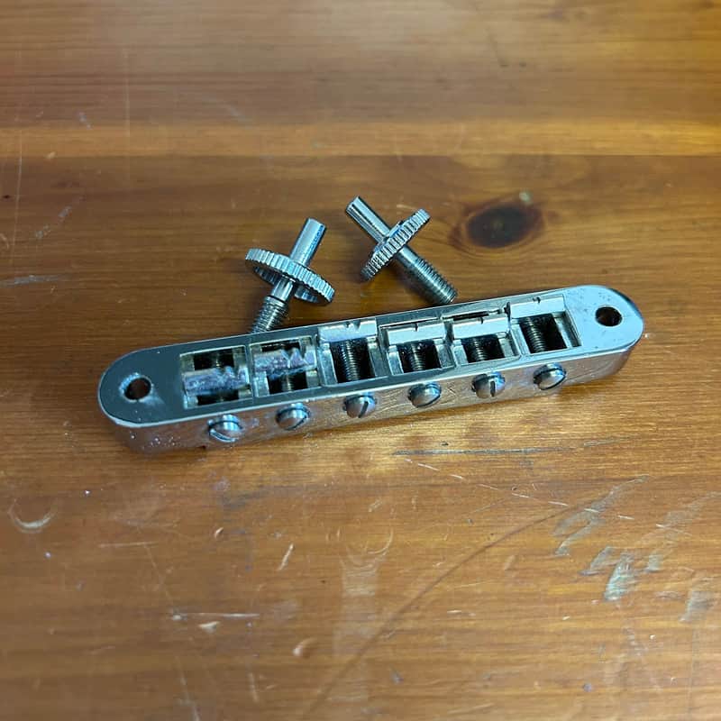 1970's Schaller Nickel Nashville Tune-O-Matic Bridge & Posts For Gibson Guitars image 1