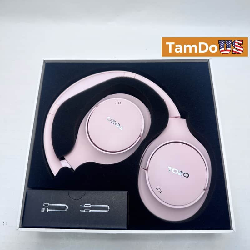 Tozo HT2 Hybrid Active Noise Cancelling Wireless Headphones - Matte Pink image 1