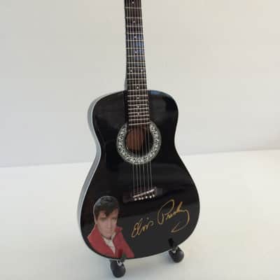 Black Acoustic Guitar Elvis Presley Tribute Miniature Guitar Replica Model image 2
