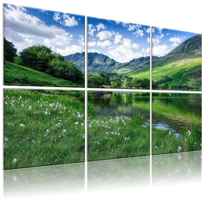 Decorative Acoustic Panels 6 Pack, 72"X48" Large Sound Absorbing Wall Art Panels, Self-Adhesive Sound Proof Foam Panels For Bedroom, Home Theater, Studio, Office - Green Landscape image 1