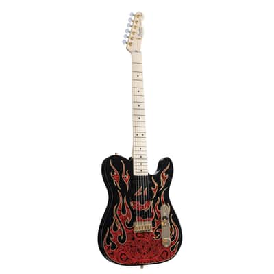 Fender AS James Burton Tele MN Red Paisley Flames - Electric Guitar image 1
