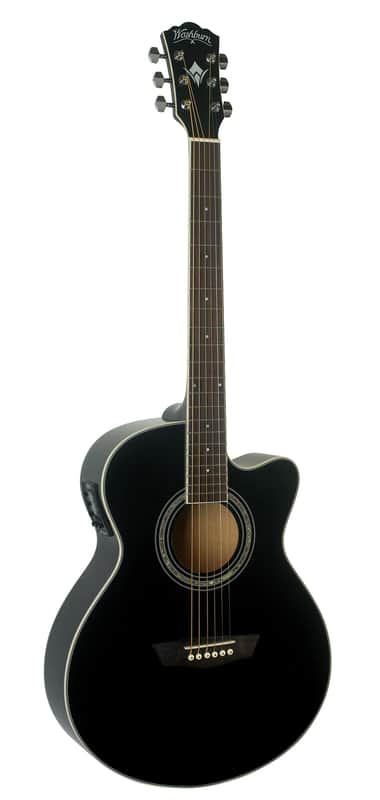 Washburn EA12B | Mini Jumbo Acoustic-Electric Guitar, Black. New with Full Warranty! image 1