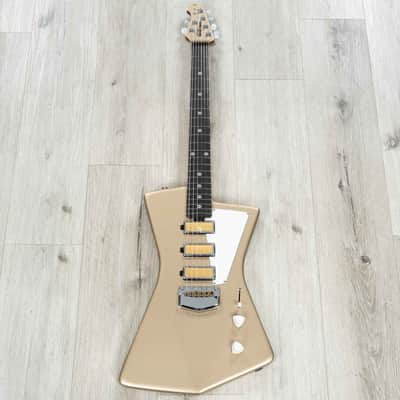 Mint Ernie Ball Music Man St. Vincent Goldie Guitar, Ebony Fingerboard, Roasted Maple Neck, Cashmere image 3