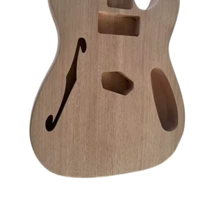 Mahogany Wood Guitar Tele Style Body, F Hole Routing image 2