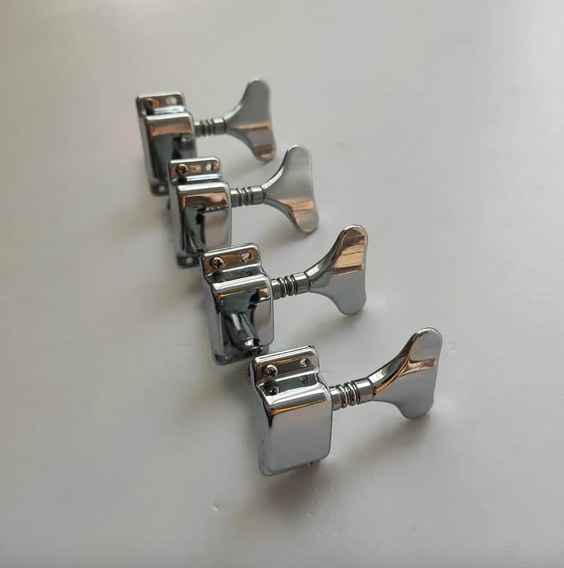Chrome 4R Open Gear Bass Tuning Pegs Machine Heads image 1