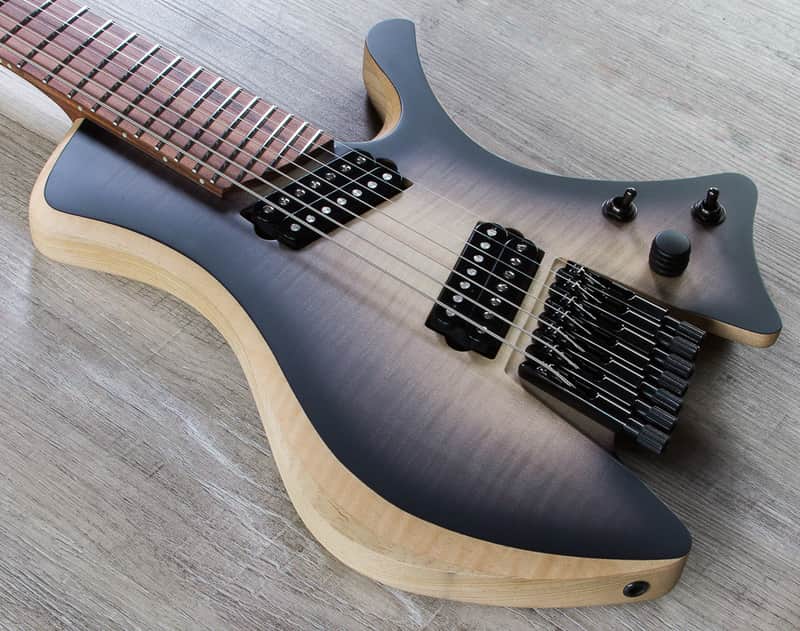 Skervesen Shoggie Singlecut 7-String Headless Guitar Fanned Fret Black Burst image 1