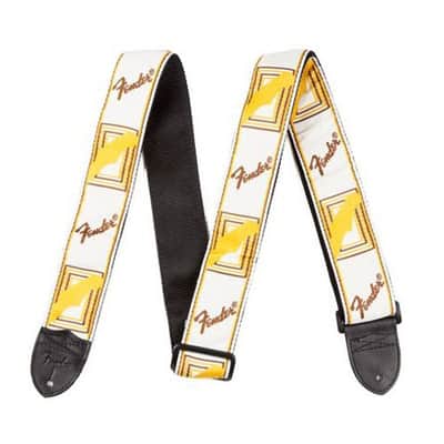 Genuine Fender 2" Monogrammed Adjustable Guitar Strap w/Logo, White/Brown/Yellow image 7