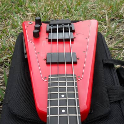 1987 Steinberger XP-2 4 String HEADLESS Bass Guitar, Active EMG's, ORIGINAL RED image 7