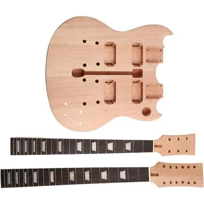 DIY Double Neck Electric Guitar Kit - 12 & 6 String Mahogany Body and Neck image 4