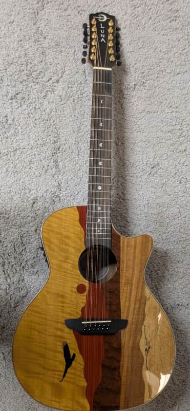 Luna Vista Eagle 12 String  Tropical Wood Acoustic Electric Guitar w/Hard Case image 1