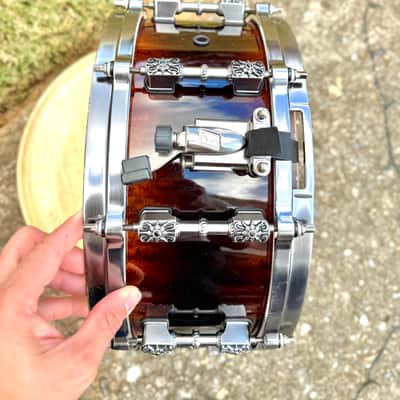 Tama Warlord Collection Masai 6x14" Bubinga Snare Drum 2000s - Quilted Bubinga Burst image 8