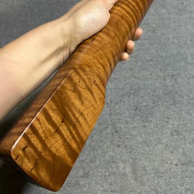 Rosewood Roasted flame maple 20 fret Fretless Bass guitar Neck parts 4 string image 8