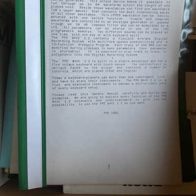 PPG Wave 2.2 Owner's Manual 1982 - Paper