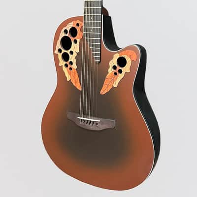 Ovation CE44-RRB-G Celebrity Elite Mid-Depth Acoustic-Electric Guitar - Reverse Red Burst image 3