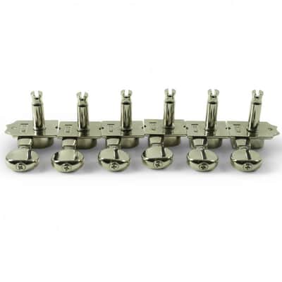 Kluson 6 In Line Revolution Series H-Mount Non-Collared Tuning Machines With Staggered Posts Chrome image 4