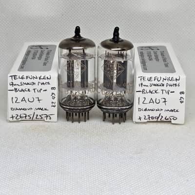***RARE*** Black Tip Telefunken 12AU7 Smooth Gray Plate Well Matched (4.6%) Pair NOS ECC82 12AU7A
