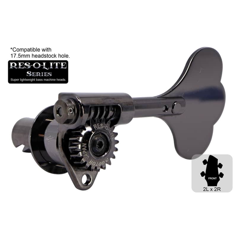 GOTOH GRL510C-12 Res-o-Lite Open Gear Bass Tuner Clover, Cosmo Black, 2L x 2R image 1