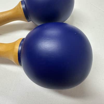 6" Mini Maracas, Wooden, 6" x 2", Mid-East MARB, Painted Blue - NEW image 6