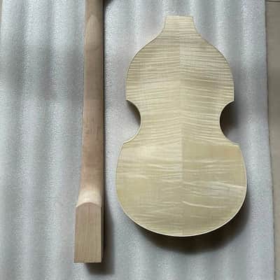 DIY Project 4 String Violin Bass Tiger Maple Top Body with Neck, Rosewood Fingerboard image 5