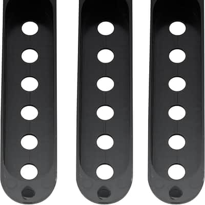 Pro Plastic Guitar Single Coil Pickup Covers for USA/Mexico Strat Fender Stratocaster Electric Guitar, Black (Set of 3 image 2