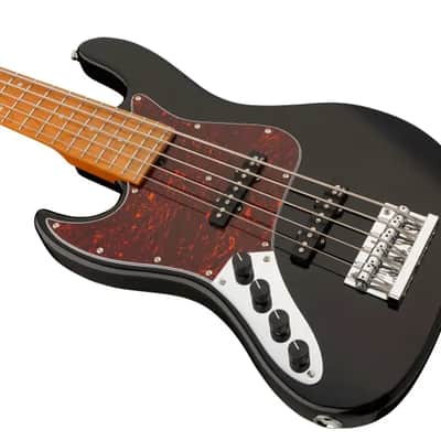 Sadowsky MetroExpress 21-Fret Vintage J/J Bass, Roasted Maple Fingerboard, Lefthand, 5-String - Solid Black High Polish image 1