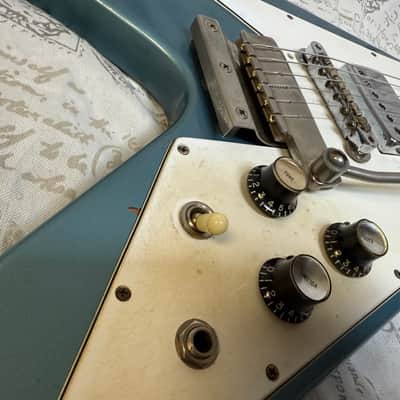 1992 Replica ‘67 Flying V Factory Frost Blue Lacquer Factory Reclaimed 1960’s Wood, 1967 Factory Parts, Wiring, Pat No Pickups Melody Maker Fingerboard Etc image 12