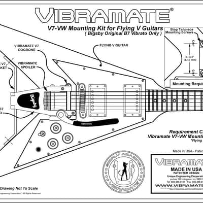 Vibramate V7 Adapter Kit for Bigsby B7 – Fits Gibson Flying V – Silver Finish – No Drilling image 5