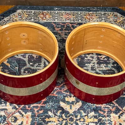 1968 Ludwig Red / Silver Sparkle Tri-Band Drum Set w/ Matching Canister Throne 22/13/13/16 image 14