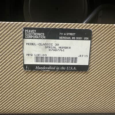 Peavey Classic 30 Tube Combo 30 Watt 1x12 Tweed Combo USA Made Amplifier Amp image 4