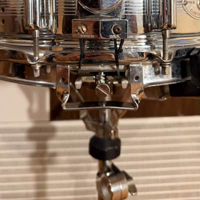 Rogers "7-Line" Dyna-Sonic 5x14" Brass Snare Drum with "Beavertail" Lugs 1963 - 1967 - Chrome image 4