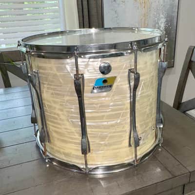Ludwig 15 inch blue olive long lug Tom 70s - White marine pearl image 1