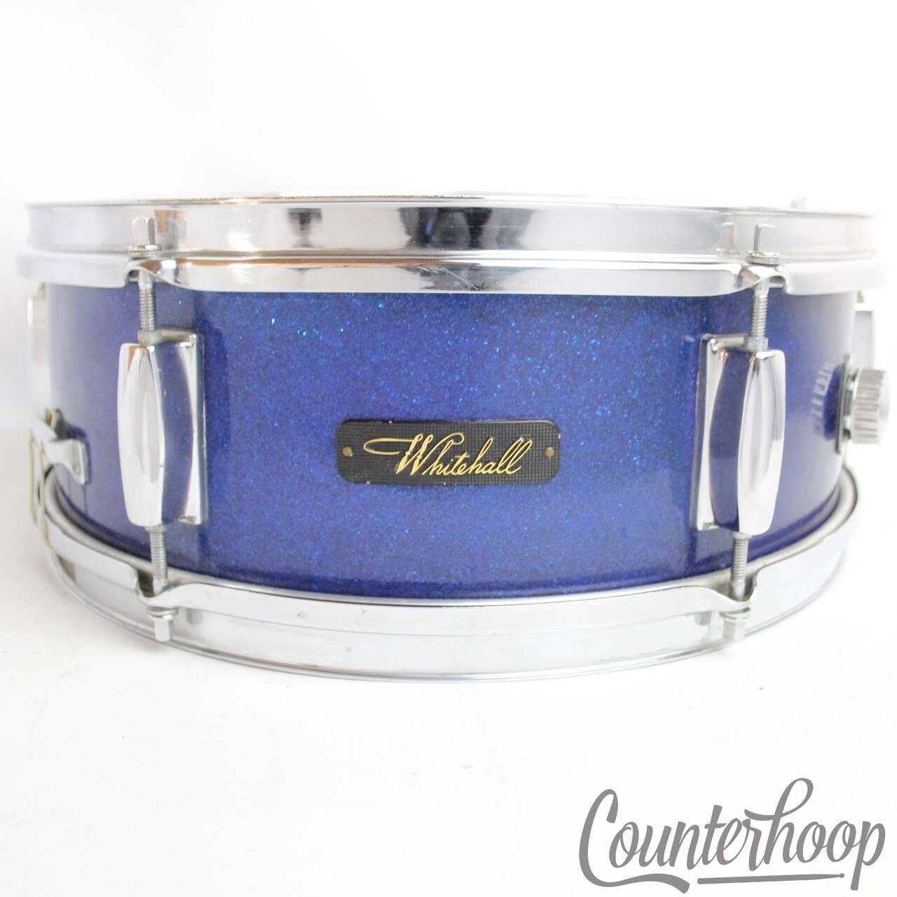 Pearl "Whitehall"14x5.5"Snare Drum Blue Sparkle Vintage 60s 3ply Mahogany Shell — main photograph
