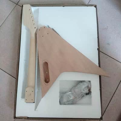 DIY Project Guitar Flying V Kit - Mahogany Body with Neck, Rosewood Fingerboard Fretboard image 5