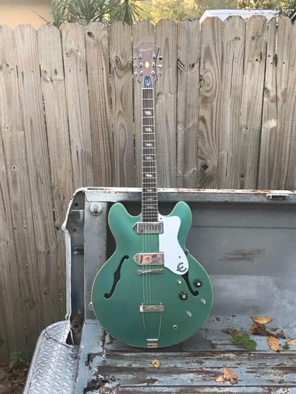1967 Epiphone Riviera (P90 conversion) Aged Pelham Blue Refin | Reverb