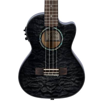 Lanikai QM-BKCET Tenor Electro-Cutaway Quilted Maple (BLK Stain) Ukulele with Styro Case image 3