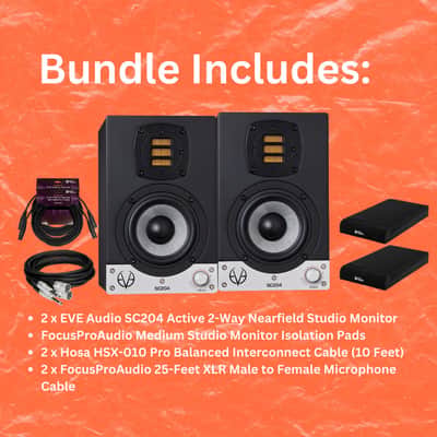 EVE Audio SC204 4-Inch Studio Monitor (Pair) with Isolation Pads and Cables image 5