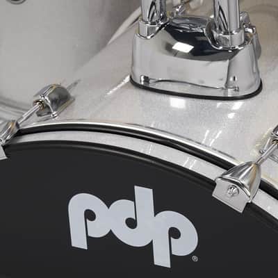 PDP Center Stage 5-Piece Drum Kit with Hardware and Cymbals (Diamond White Sparkle) image 3