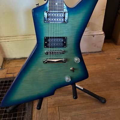 Custom Destroyer/Explorer Style 2026, 2 Tone Blue, Mahogony Body, Maple Neck, Titanium Nut image 2