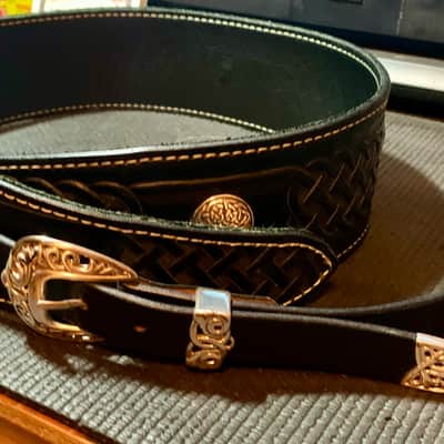 Brookwood Leather Custom Celtic Theme - Black Adj. Guitar Strap 50-54" image 1