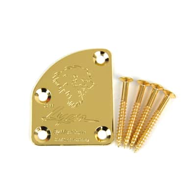Asymmetrical Volute Neck Plate For bolt-on neck Guitars, Engraved Wolf Gold Plated image 1