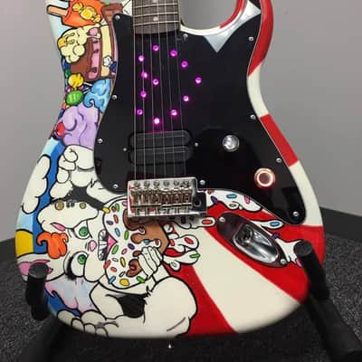Strat Body with Dimarzio X2N Humbucker. Custom Finish and artwork. With Hardcase image 1
