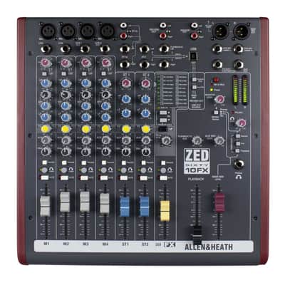 Allen & Heath ZED60-10FX 10 Channel Multipurpose FX PA Live Mixer w Effects & C image 2
