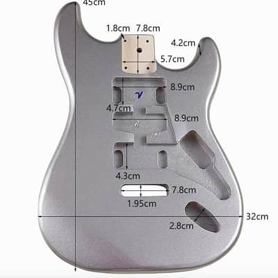 Metallic Silver Stratocaster Strat Style Guitar Poplar Wood Body image 6