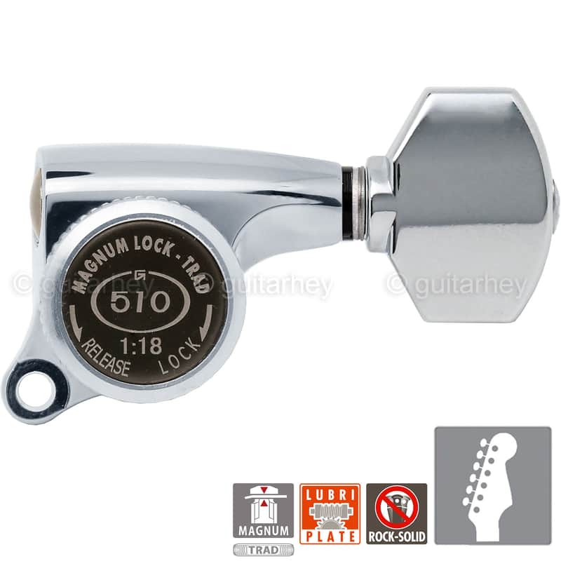 NEW Gotoh SGS510Z-A07 MGT 6 in line Locking Tuners Set 18:1 Gear Ratio - CHROME image 1