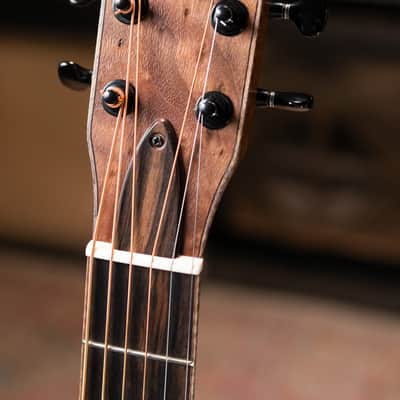 Beard Custom Shop Legacy E Round Neck Acoustic Guitar - Natural Curly Walnut with Hardshell Case image 4