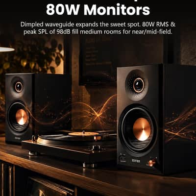 Edifier MR4.5 Bi-Amped Studio Monitor, 80W RMS Bookshelf Speakers - Black image 3