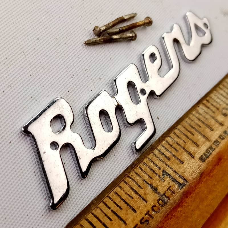 Rogers Script Logo Badge Vintage 60s Holiday/Powertone +3 Nails Cleveland/Dayton image 1