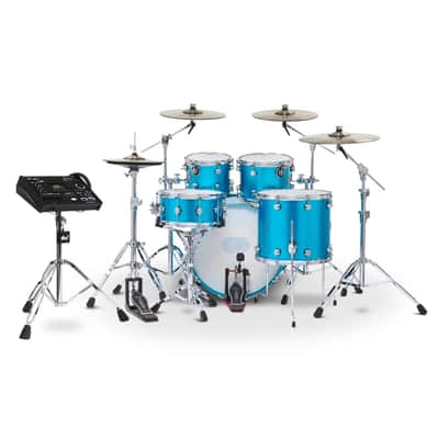 DW DWe 5pc Complete Electronic/Acoustic Drum Set w/Roland V71 Laser Blue Metallic image 3