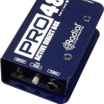 RADIAL Pro48 active direct box used on stage or in home recording studios, for active and passive instruments image 1