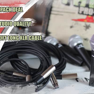 Fat Toad Dynamic Vocal Microphones with XLR Mic Cables & Clips (3 Pack) - Cardioid Handheld, Unidirectional for Studio Recording, Live Stage Singing, DJ, Karaoke - Pro Audio 20ft Mic Cords, 3-Pin Wire image 9